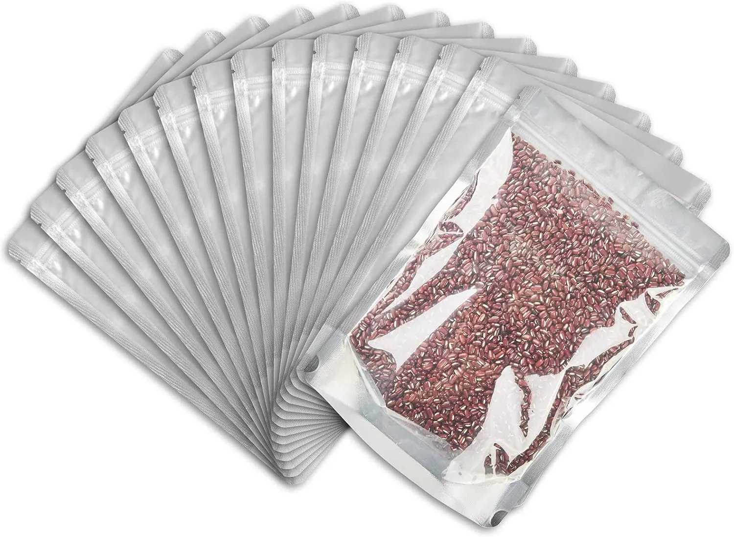 LZLPACKING 100 Pieces Mylar Bags Smell Proof Bags Resealable Bags for Small Business with Clear Window stand up Bags for Food Storage and Lip Gloss, Jewelry, Eyelash Packaging (7 x 10 Inch)