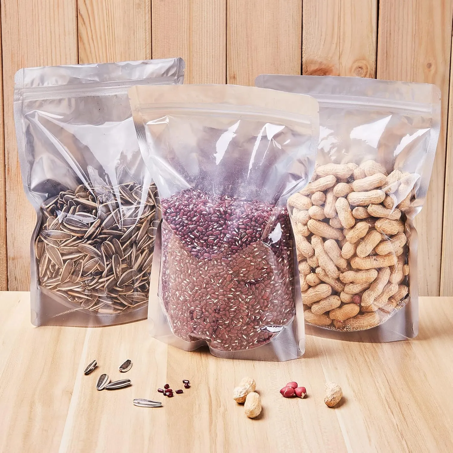 LZLPACKING 100 Pieces Mylar Bags Smell Proof Bags Resealable Bags for Small Business with Clear Window stand up Bags for Food Storage and Lip Gloss, Jewelry, Eyelash Packaging (7 x 10 Inch)