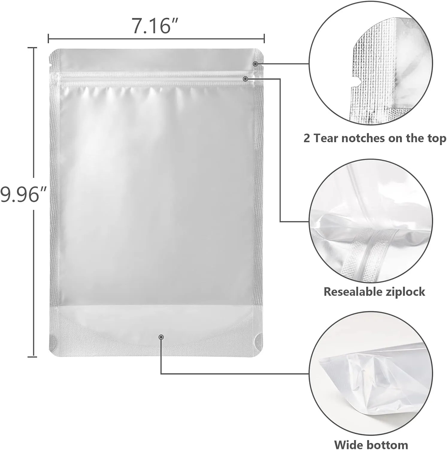 LZLPACKING 100 Pieces Mylar Bags Smell Proof Bags Resealable Bags for Small Business with Clear Window stand up Bags for Food Storage and Lip Gloss, Jewelry, Eyelash Packaging (7 x 10 Inch)