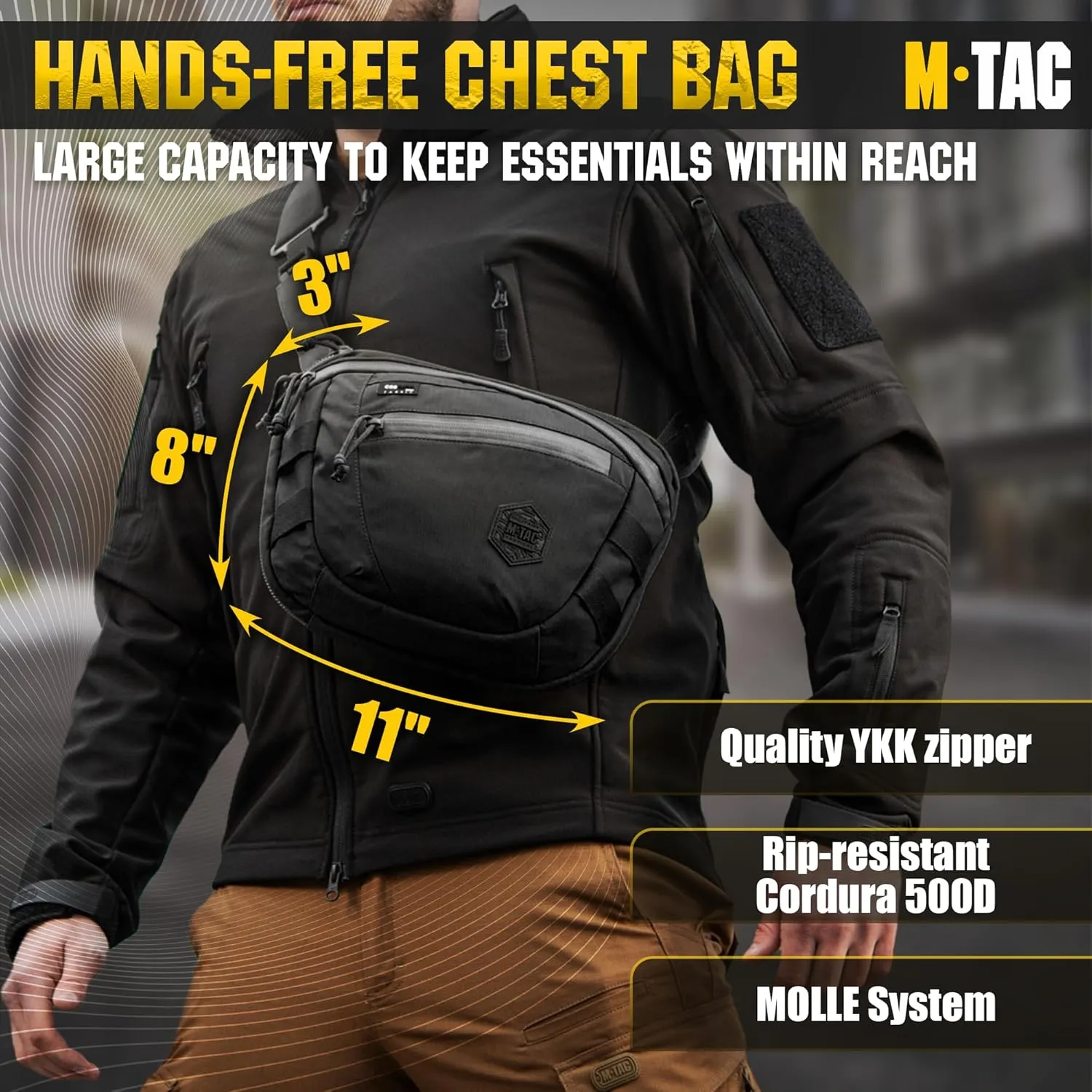 M-Tac Elite Sphaera Large Bag Gen 2 -Tactical Shoulder Bag - Conceal Carry Chest Sling Pack CCW Bag