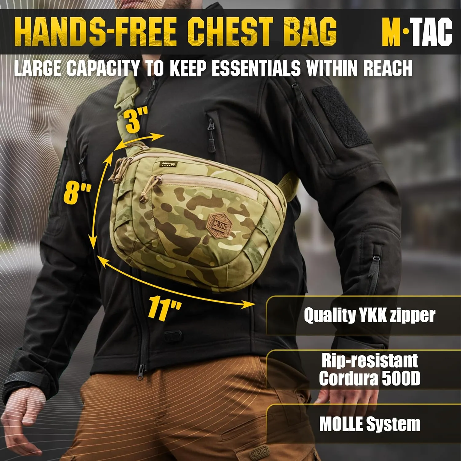 M-Tac Elite Sphaera Large Bag Gen 2 -Tactical Shoulder Bag - Conceal Carry Chest Sling Pack CCW Bag