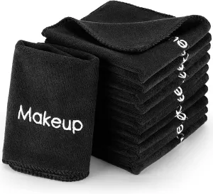 Macarrie 48 Pcs Makeup Towels Mom Gifts Bulk for Women Teacher Graduation Employee 12 x 12 Inch Make up Cloth Microfiber Washcloth Reusable Remover Face Skin Cleaning Soft Absorbent Spa Facial(Black)