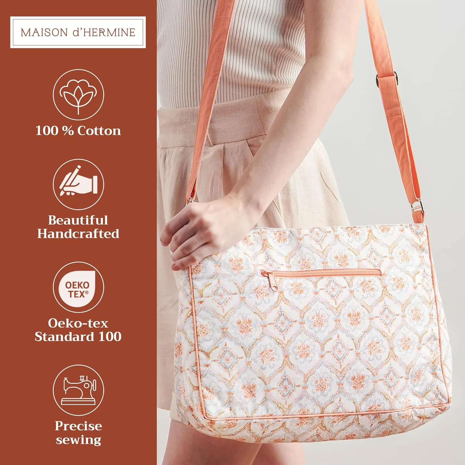 Maison d' Hermine Hand Bags for Women Cotton Shoulder Bag for Shopping Travel Everyday Use Cross Body Tote purse Sling Bag