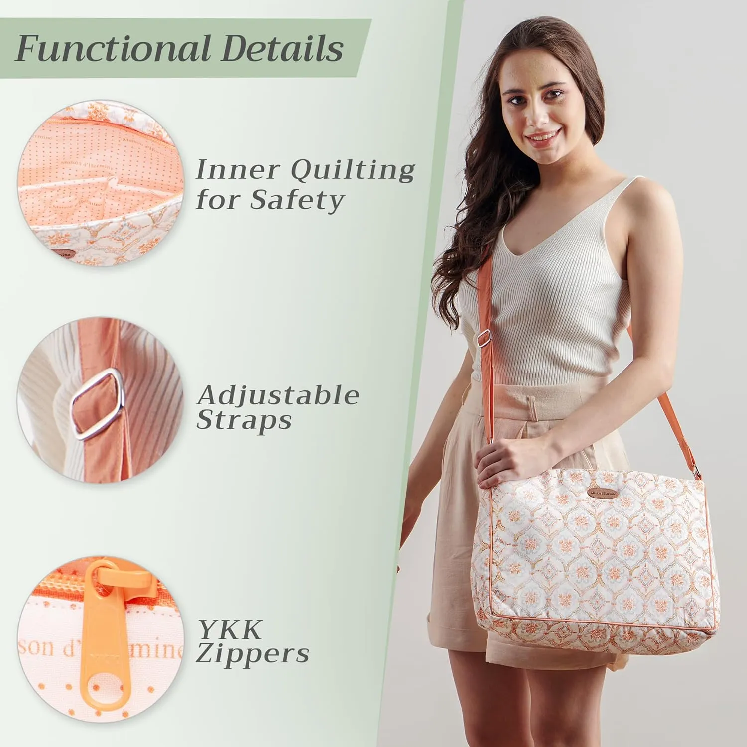 Maison d' Hermine Hand Bags for Women Cotton Shoulder Bag for Shopping Travel Everyday Use Cross Body Tote purse Sling Bag