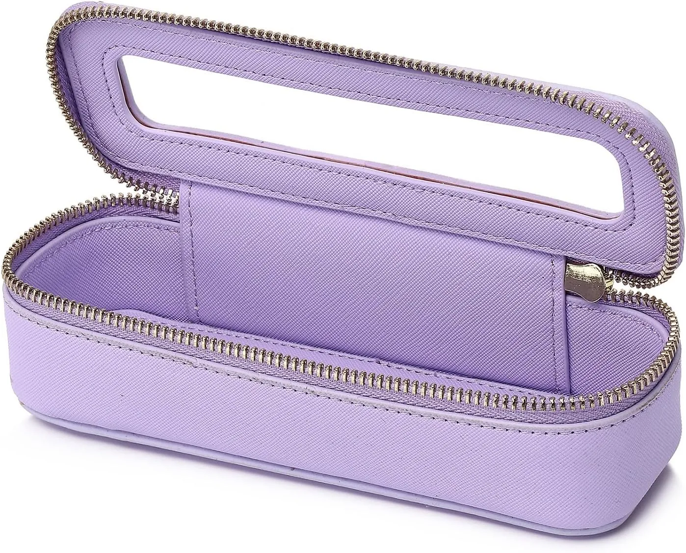 Makeup Brush Bag Slim Clear Makeup Bag Travel Cosmetic Case and Brush Holder Waterproof Toiletry Makeup Bag with Zipper Purse Organizer for Women (Purple, Slim)