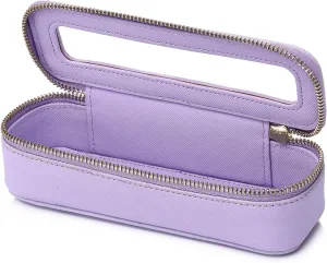 Makeup Brush Bag Slim Clear Makeup Bag Travel Cosmetic Case and Brush Holder Waterproof Toiletry Makeup Bag with Zipper Purse Organizer for Women (Purple, Slim)