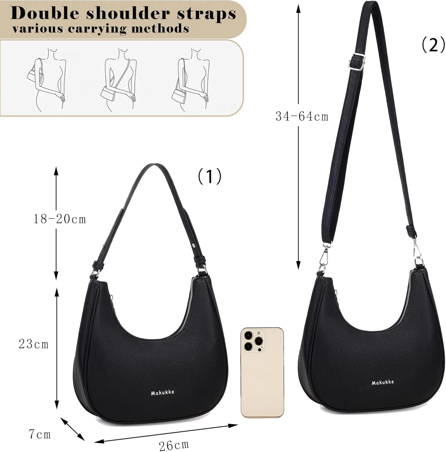 Makukke Small Shoulder Bag, Crossbody Bag - PU Leather, Y2K Vintage Party Handbag