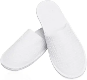 Maltose Disposable Slippers for Guests - 5 Pairs Non-Slip House Slippers - Unisex Soft Thicker Cotton Sole White Hotel Spa Slippers, 11.2" x 4.3" Shoe Size