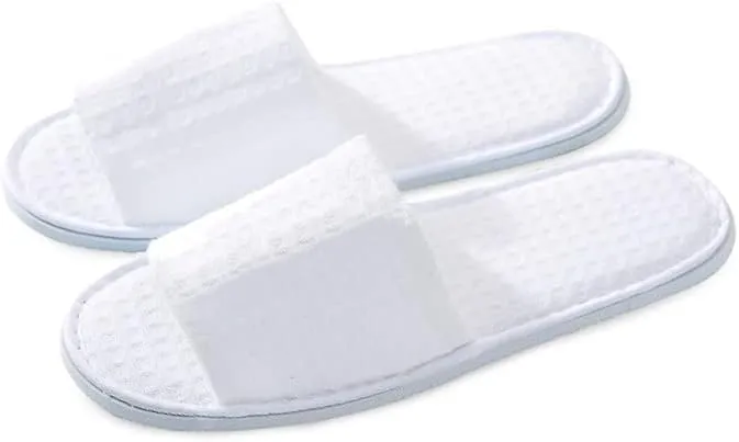 Maltose Disposable Slippers for Guests - 5 Pairs Non-Slip House Slippers - Unisex Soft Thicker Cotton Sole White Hotel Spa Slippers, 11.2" x 4.3" Shoe Size