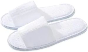 Maltose Disposable Slippers for Guests - 5 Pairs Non-Slip House Slippers - Unisex Soft Thicker Cotton Sole White Hotel Spa Slippers, 11.2" x 4.3" Shoe Size