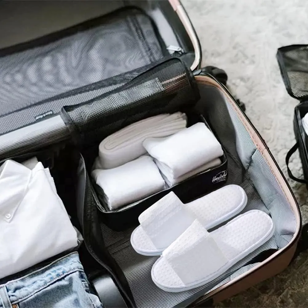 Maltose Disposable Slippers for Guests - 5 Pairs Non-Slip House Slippers - Unisex Soft Thicker Cotton Sole White Hotel Spa Slippers, 11.2" x 4.3" Shoe Size