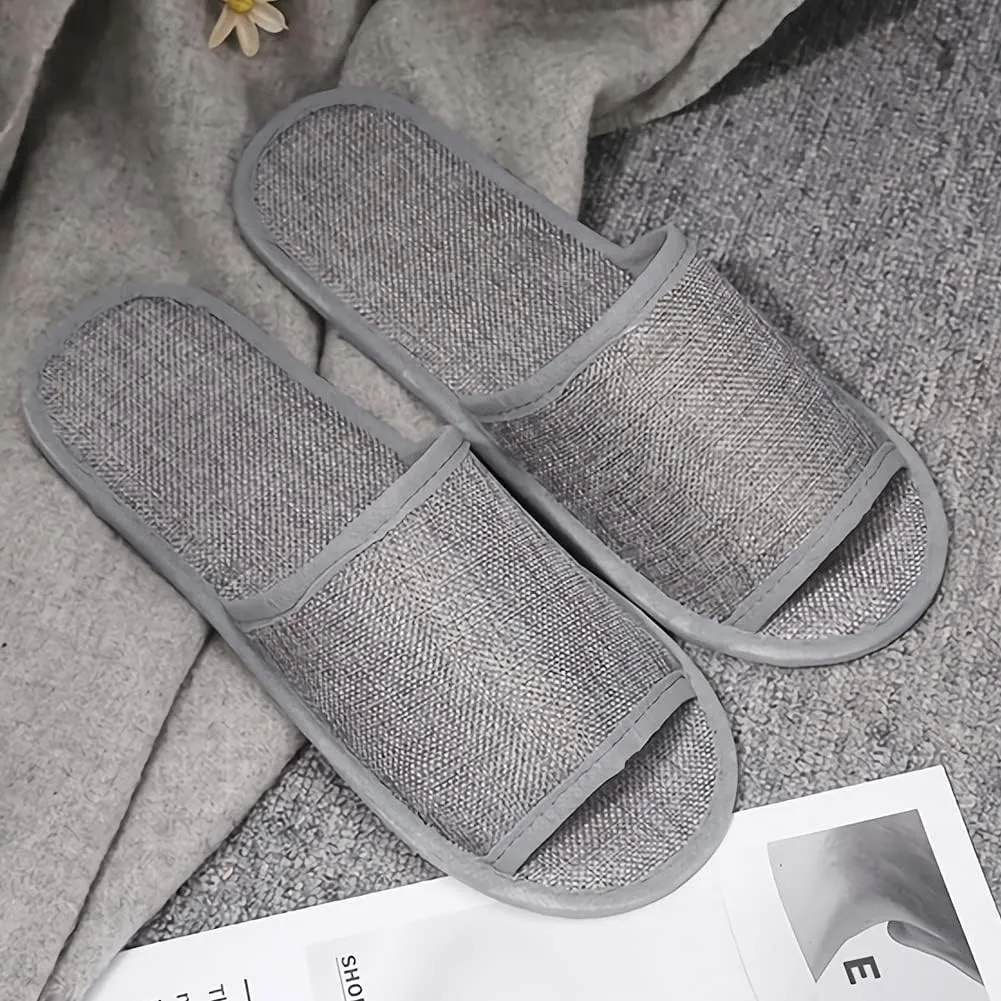 maltose Disposable Slippers for Guests 6 Pairs Linen Breathable Hotel Slipppers Non-Slip Portable Travel Slipper 11.3" x 4.3" Unisex Spa Slippers for Wedding Party