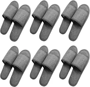maltose Disposable Slippers for Guests 6 Pairs Linen Breathable Hotel Slipppers Non-Slip Portable Travel Slipper 11.3" x 4.3" Unisex Spa Slippers for Wedding Party