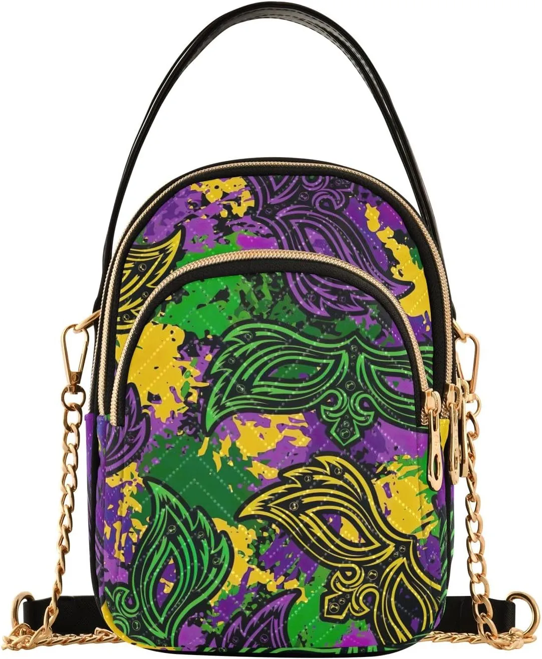 Mardi Gras Mask Colorful Small Crossbody Bags for Women Trendy Phone Bag