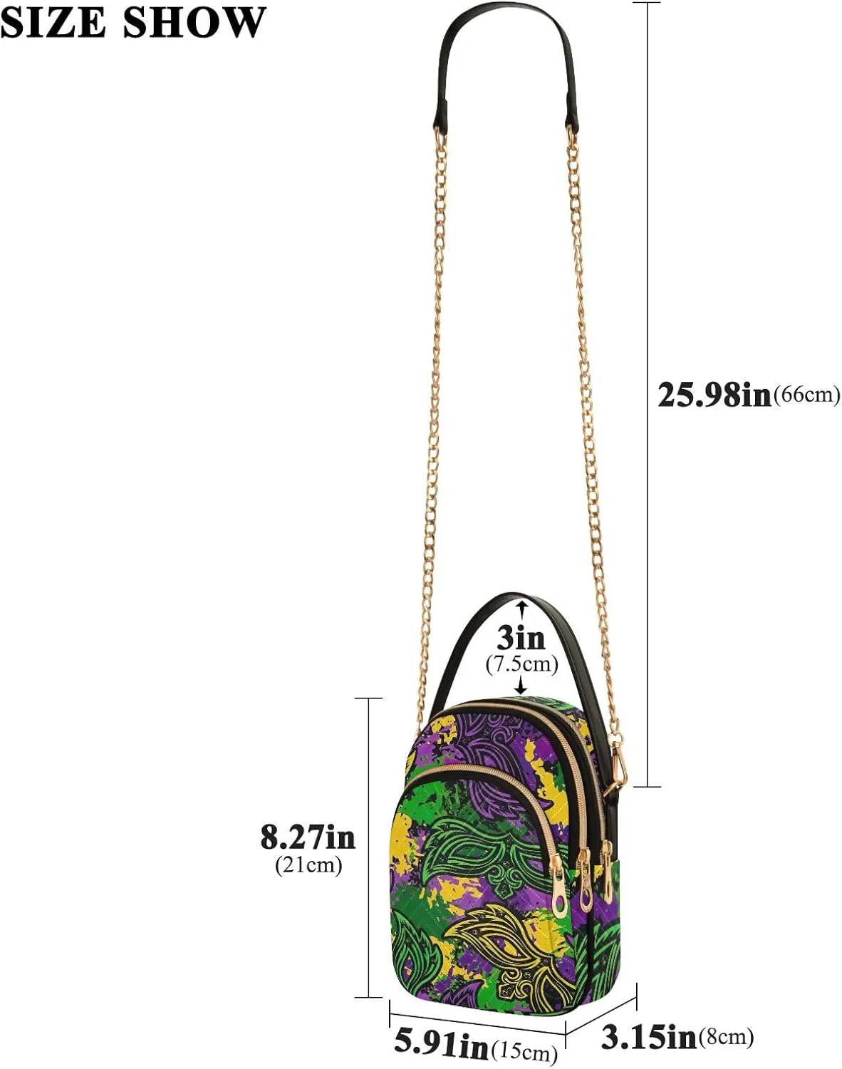 Mardi Gras Mask Colorful Small Crossbody Bags for Women Trendy Phone Bag