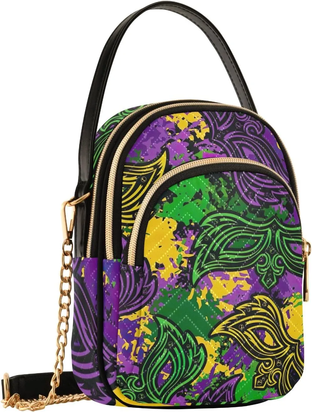 Mardi Gras Mask Colorful Small Crossbody Bags for Women Trendy Phone Bag