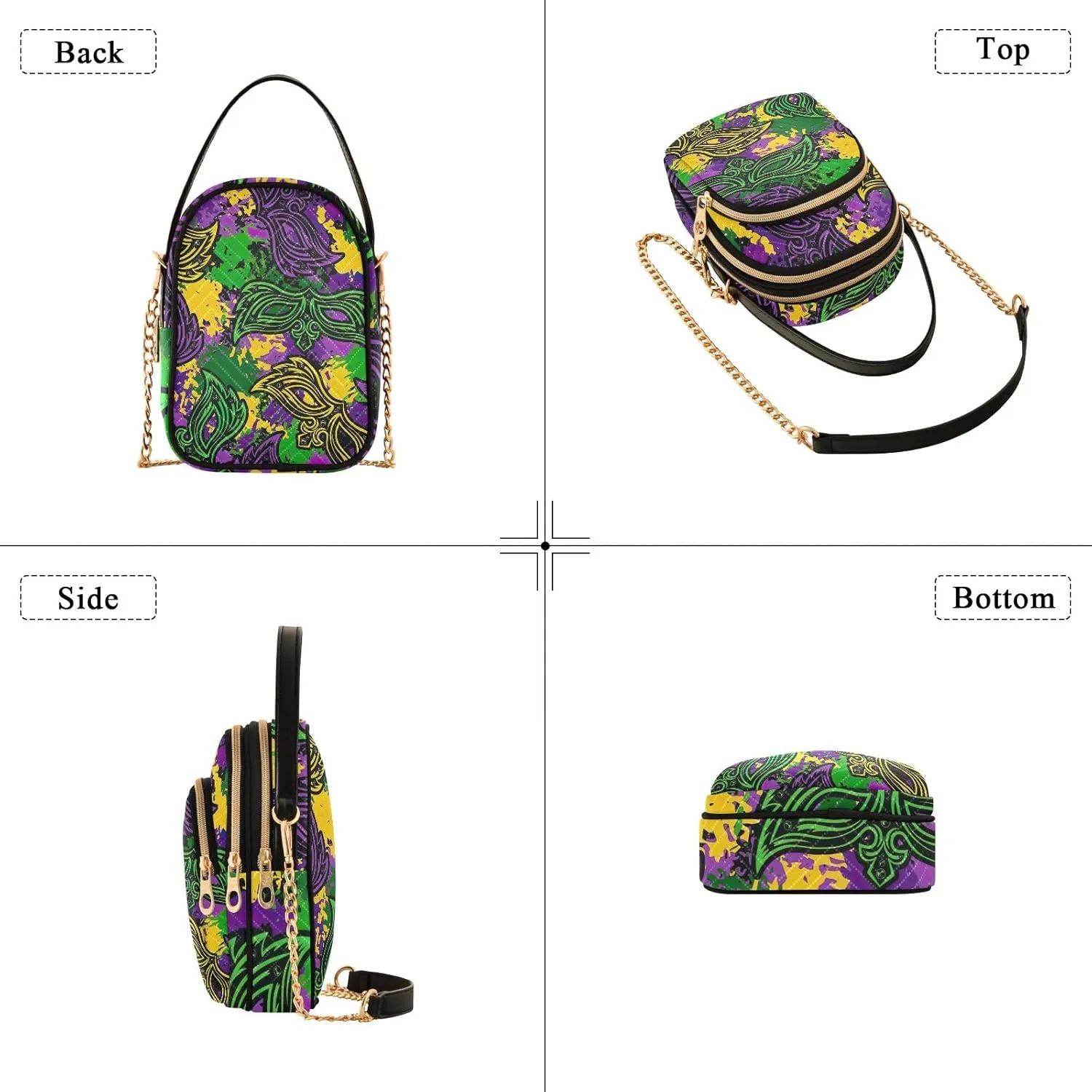 Mardi Gras Mask Colorful Small Crossbody Bags for Women Trendy Phone Bag