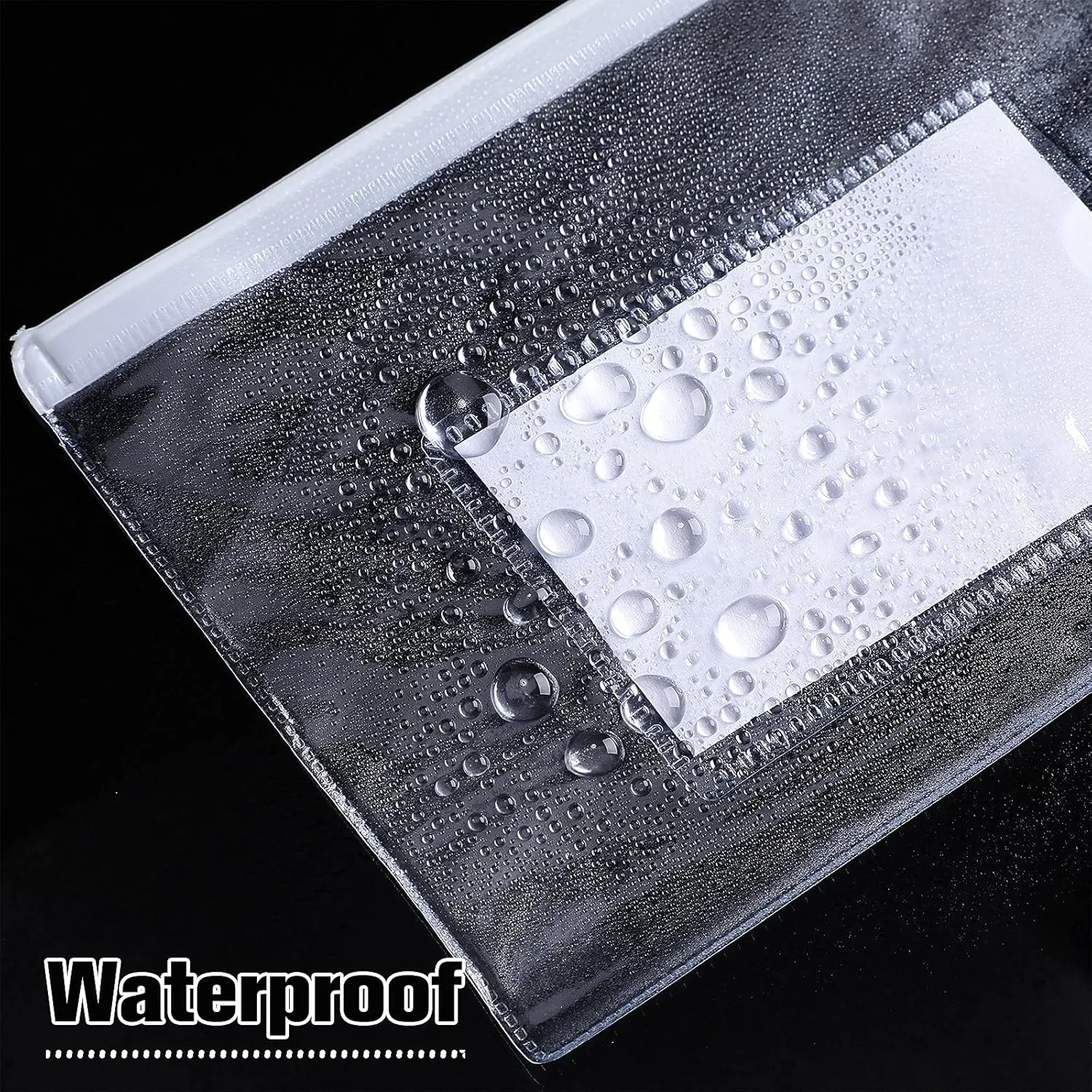 Marspark 100 Pieces Zipper Envelope Clear Pencil Case Bulk with Label Pocket Clear Plastic Envelopes with Zippered, A6 Pencil Bags for Cash, Office Supplies, 9.2 x 4.7 Inches(White)