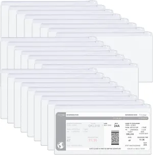 Marspark 100 Pieces Zipper Envelope Clear Pencil Case Bulk with Label Pocket Clear Plastic Envelopes with Zippered, A6 Pencil Bags for Cash, Office Supplies, 9.2 x 4.7 Inches(White)