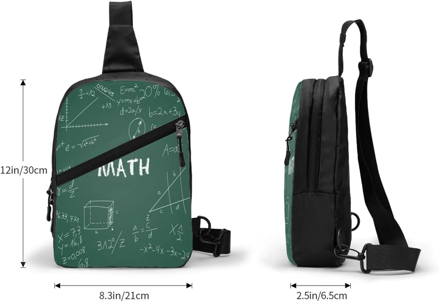 Maths Chalkboard Teach Sling Bag for Men Women, Small Crossbody Sling Backpack Shoulder Chest Bag, Anti Theft Travel Hiking Sports