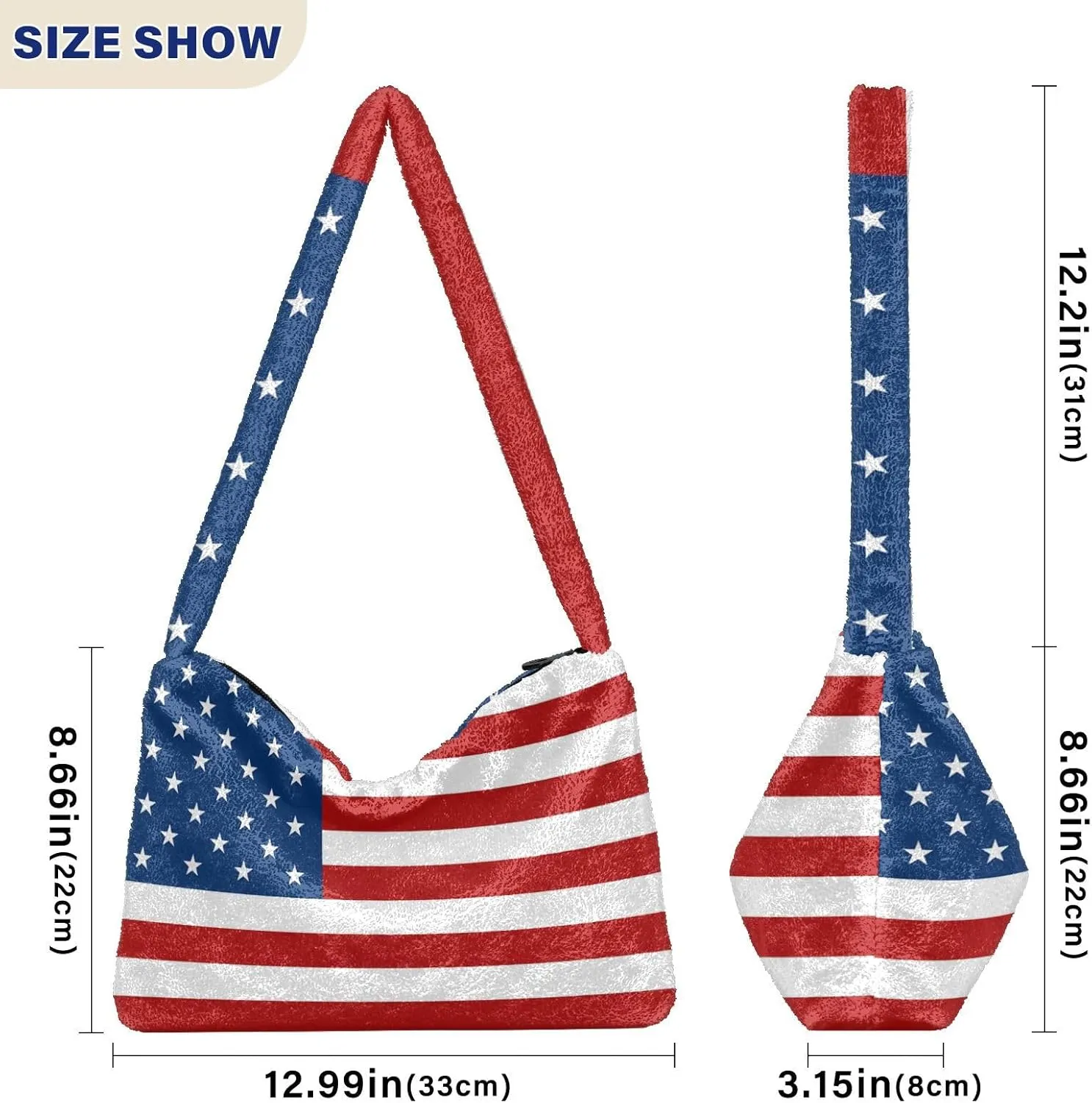 MCHIVER Shoulder Tote Bags for Women Furry Crossbody bag with Zipper Hobo Handbag Purses