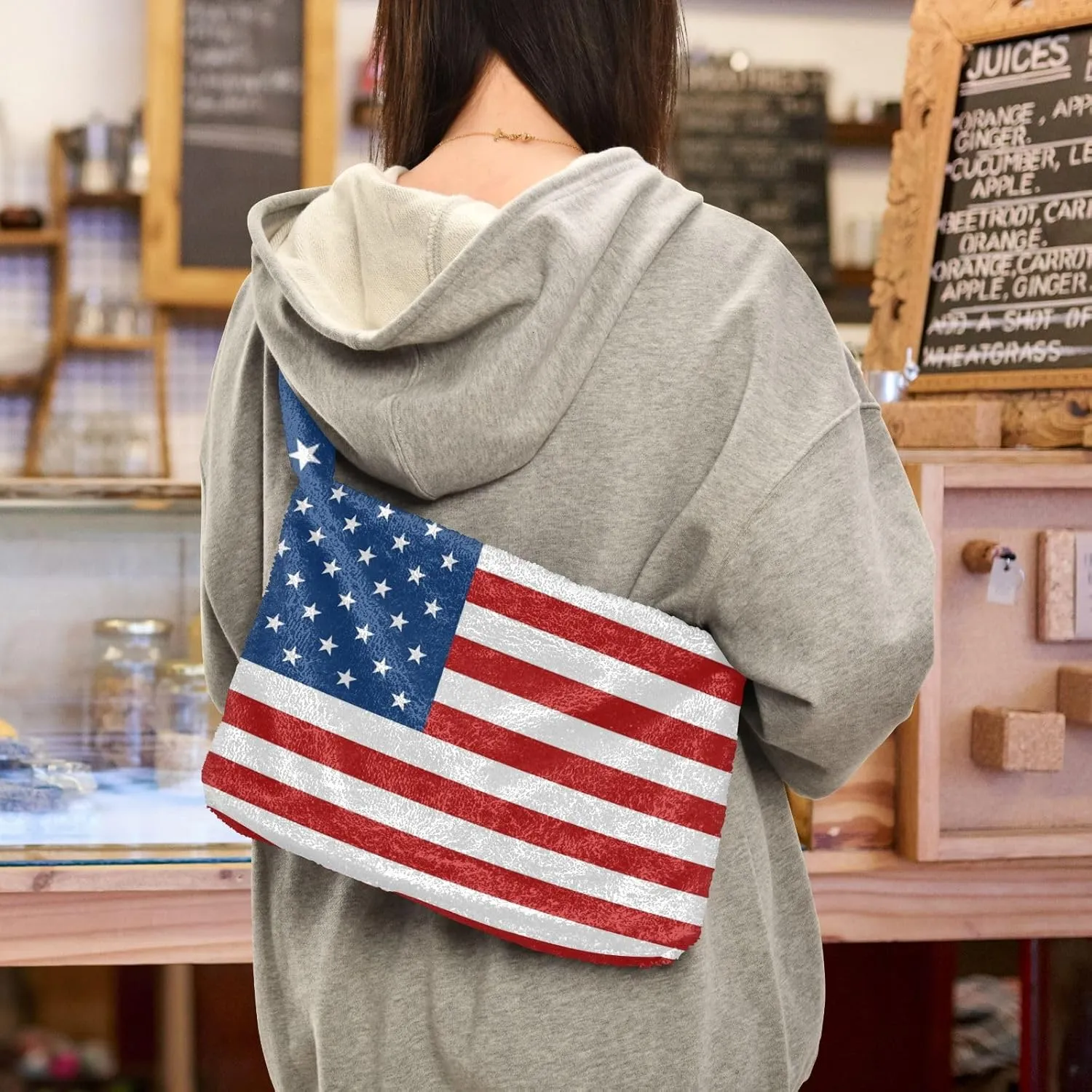 MCHIVER Shoulder Tote Bags for Women Furry Crossbody bag with Zipper Hobo Handbag Purses