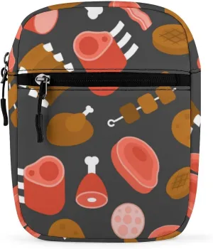 Meat Food And Barbecue Funny Crossbody Bags Casual Sling Backpack with Adjustable Strap for Women Men