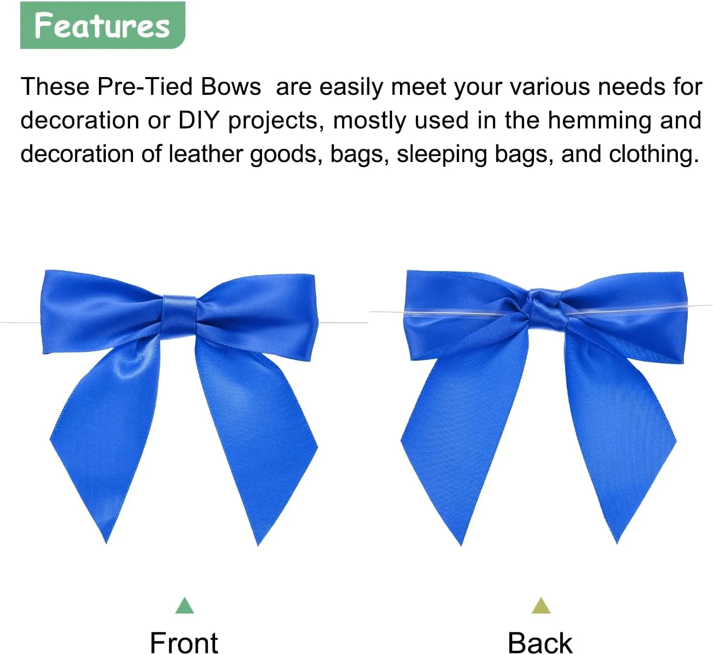 MECCANIXITY 50 Pcs Pre-Tied Bows Satin Ribbon Bows 4.5" Twist Ties Gift Bows for Craft DIY Candy Bags Christmas Wedding Decor Party Treat Bags Bright Blue