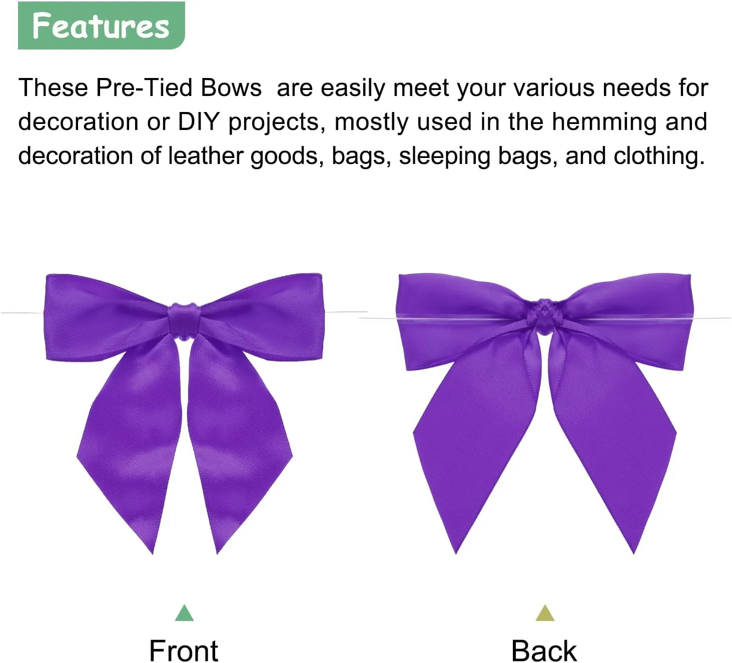MECCANIXITY 50 Pcs Pre-Tied Bows Satin Ribbon Bows 4.5" Twist Ties Gift Bows for Craft DIY Candy Bags Christmas Wedding Decor Party Treat Bags Deep Purple