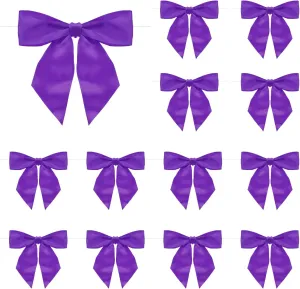 MECCANIXITY 50 Pcs Pre-Tied Bows Satin Ribbon Bows 4.5" Twist Ties Gift Bows for Craft DIY Candy Bags Christmas Wedding Decor Party Treat Bags Deep Purple