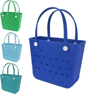Medium Beach Bag, Waterproof Rubber Beach Bag, Washable Open Tote Bag Durable Tote Travel Bags for Outdoor Sport