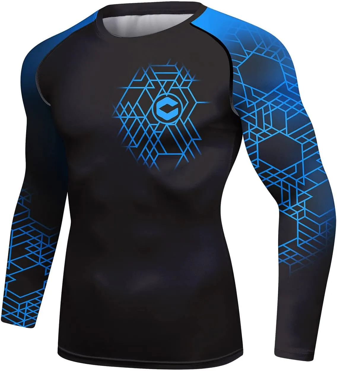 Men's Compression Long Sleeve Slim Fit Athletic Shirt Sports Workouts Running Tee Performance T-Shirt Cool Dry Top