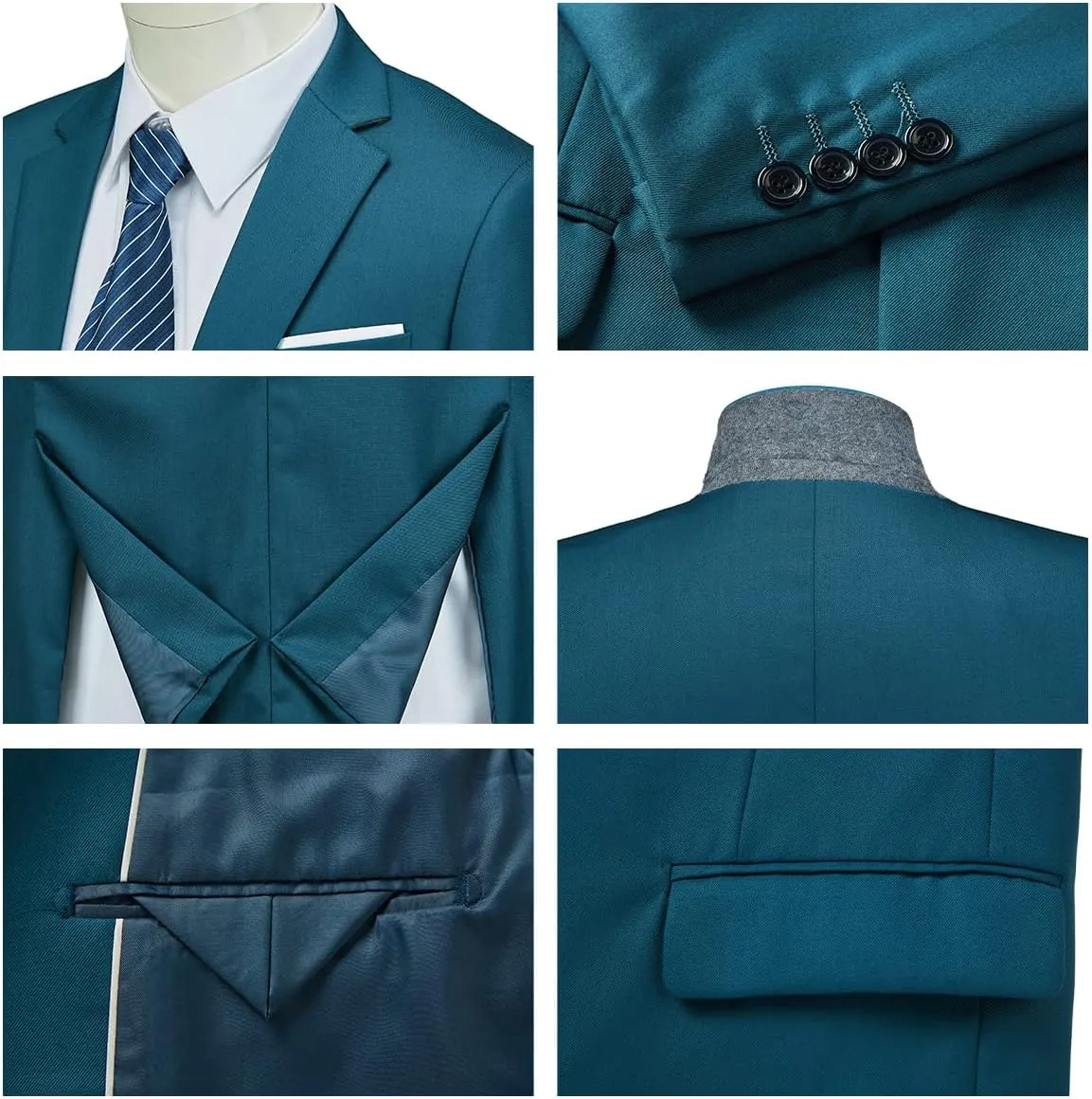 Mens Suits 2 Piece Slim Fit Casual One Button Solid Suits for Mens Business Wedding Party Jacket Blazer & Pants Set