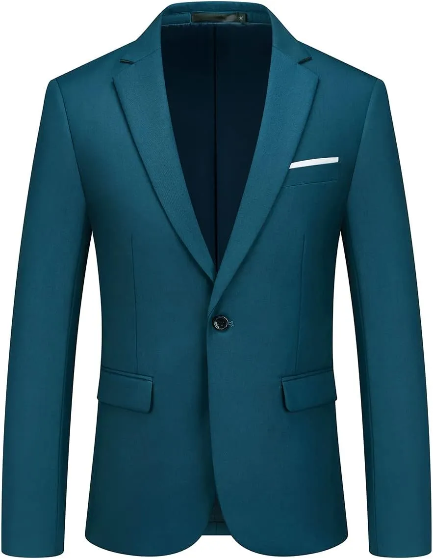 Mens Suits 2 Piece Slim Fit Casual One Button Solid Suits for Mens Business Wedding Party Jacket Blazer & Pants Set
