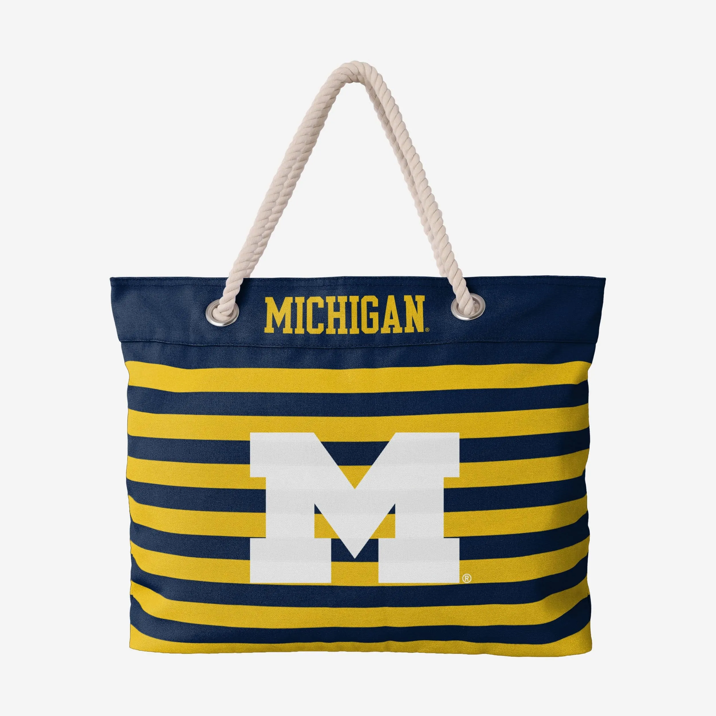Michigan Wolverines Nautical Stripe Tote Bag