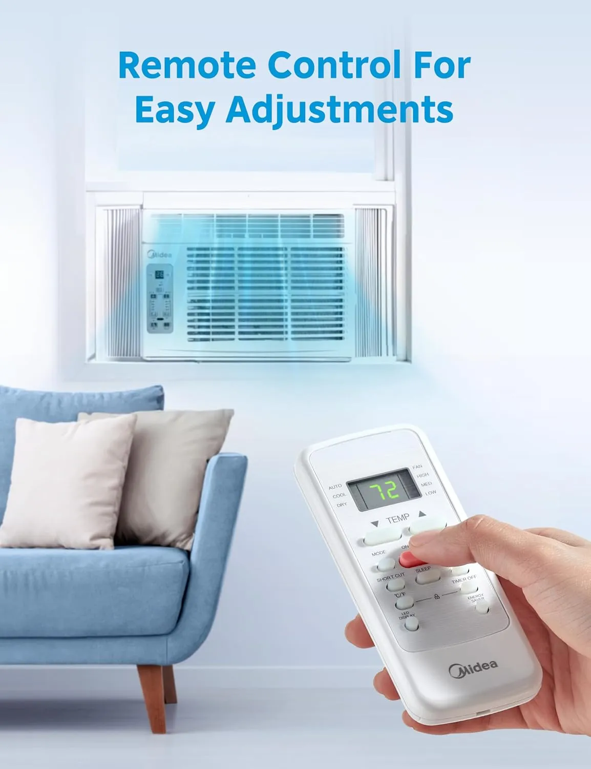 Midea 6,000 BTU Window Air Conditioner, 3-in-1 Cool/Fan/Dehumidifier Window AC Unit, Easycool Air Conditioner with Remote Control, Cools up to 250 Sq. Ft., Fits bedroom, study, office (2024 Upgrade)