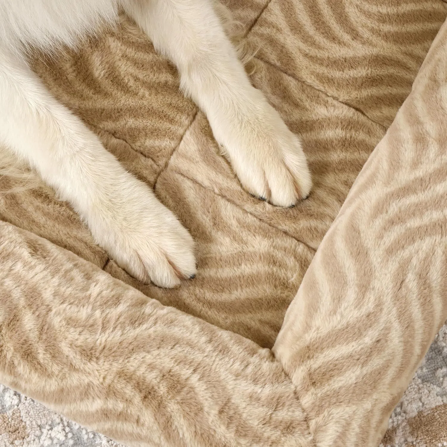 MidWest Homes for Pets QuiteTime Deluxe Wave Bolster Bed for Small Dogs; Easily Machine Wash and Dry; Tan; 24"; 40224-WVTN