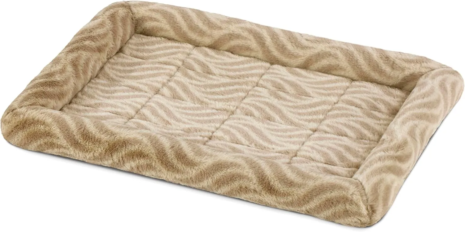 MidWest Homes for Pets QuiteTime Deluxe Wave Bolster Bed for Small Dogs; Easily Machine Wash and Dry; Tan; 24"; 40224-WVTN