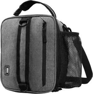 MIER Expandable Lunch Bag Insulated Lunch Box for Men to Work Travel Portable Lunchbox Bags with Shoulder Strap and Water Bottle Holder, Grey