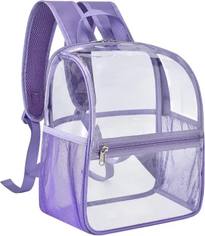 Mildbeer Small Clear Backpack, Stadium Approved 12x12x6 Clear Backpack for Women with 2 Bottle Holders for Festival Concert Sports Events
