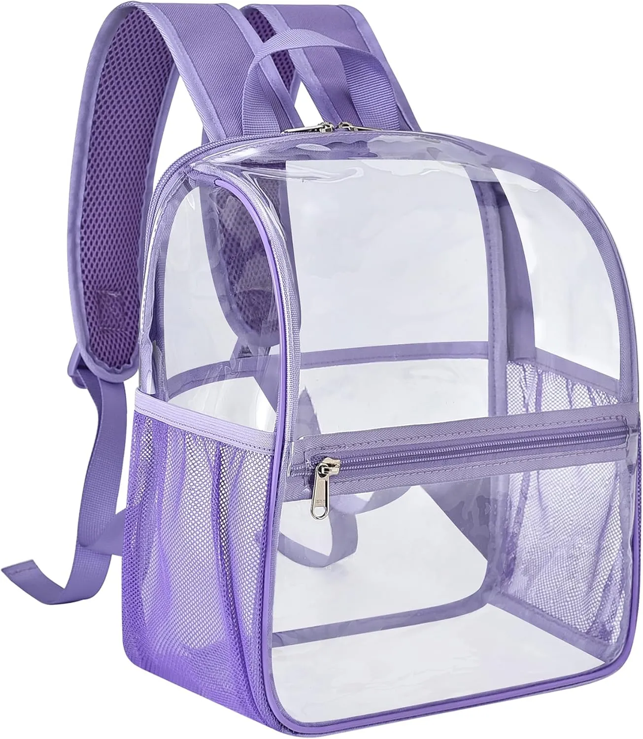 Mildbeer Small Clear Backpack, Stadium Approved 12x12x6 Clear Backpack for Women with 2 Bottle Holders for Festival Concert Sports Events