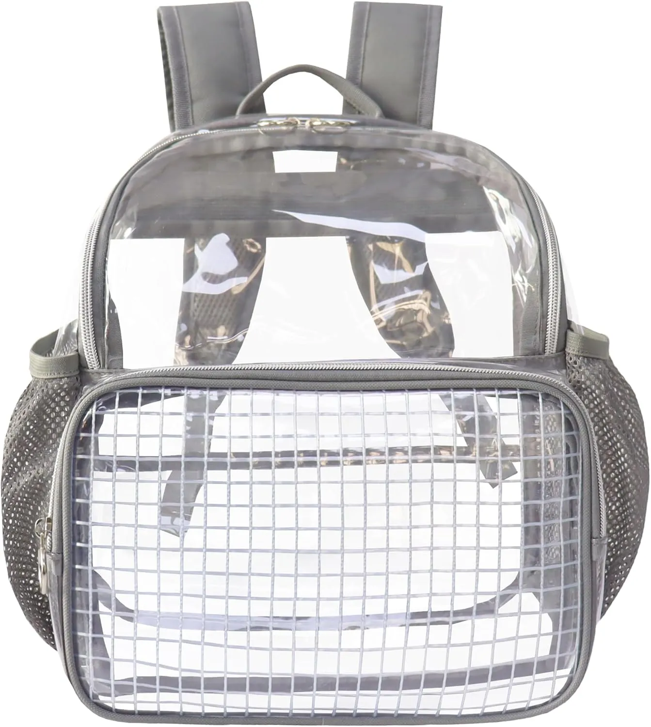 Mini Clear Backpack,Stadium Approved Clear Bag12x12x6, Heavy Duty Transparent Bag for Concert Work Sport Games Festival Venues,Gray