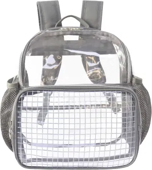 Mini Clear Backpack,Stadium Approved Clear Bag12x12x6, Heavy Duty Transparent Bag for Concert Work Sport Games Festival Venues,Gray