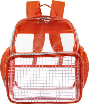 Mini Clear Backpack,Stadium Approved Clear Bag12x12x6, Heavy Duty Transparent Bag for Concert Work Sport Games Festival Venues,Orange