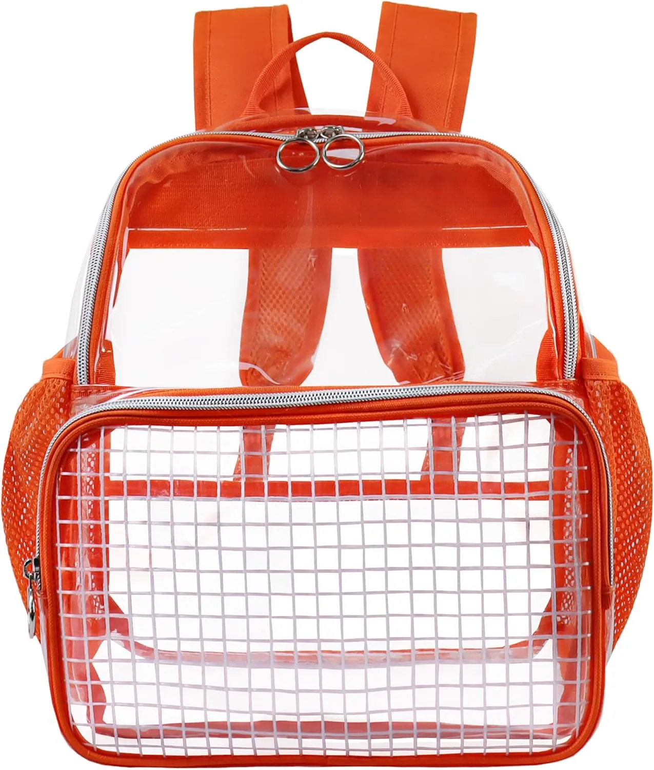 Mini Clear Backpack,Stadium Approved Clear Bag12x12x6, Heavy Duty Transparent Bag for Concert Work Sport Games Festival Venues,Orange