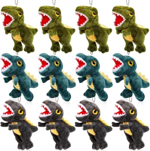 Mini Dinosaur Stuffed Animal & Plush Toy，12 Pcs T-Rex 5.7 Inch Small Animals Plush Decoration for Kids Dinosaur Party Favors Goodie Bag Stuffers Carnival Prizes Classroom Prize Claw Machine