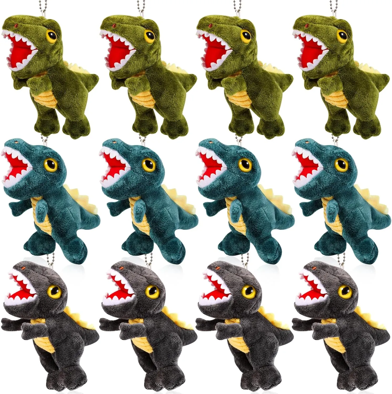 Mini Dinosaur Stuffed Animal & Plush Toy，12 Pcs T-Rex 5.7 Inch Small Animals Plush Decoration for Kids Dinosaur Party Favors Goodie Bag Stuffers Carnival Prizes Classroom Prize Claw Machine