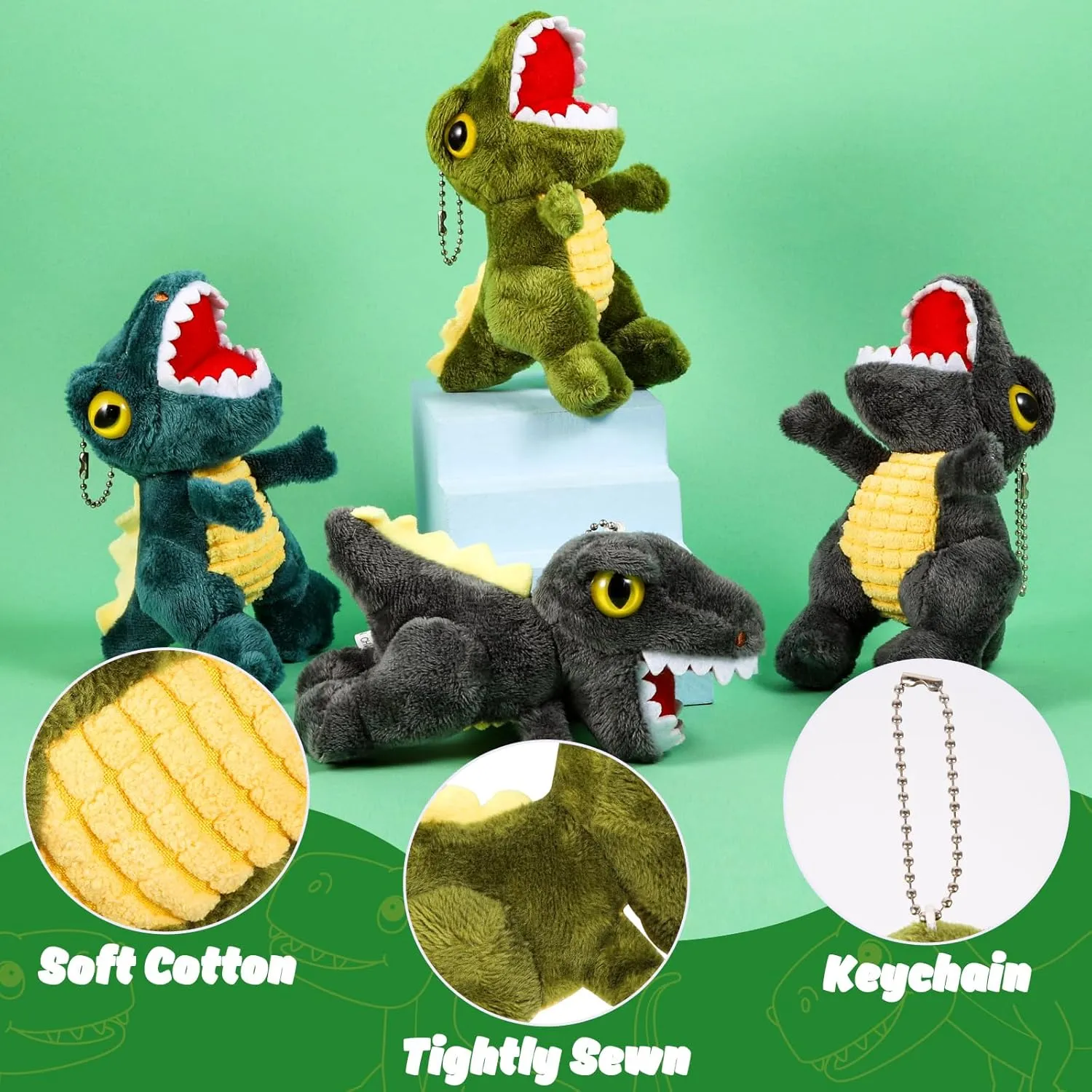 Mini Dinosaur Stuffed Animal & Plush Toy，12 Pcs T-Rex 5.7 Inch Small Animals Plush Decoration for Kids Dinosaur Party Favors Goodie Bag Stuffers Carnival Prizes Classroom Prize Claw Machine