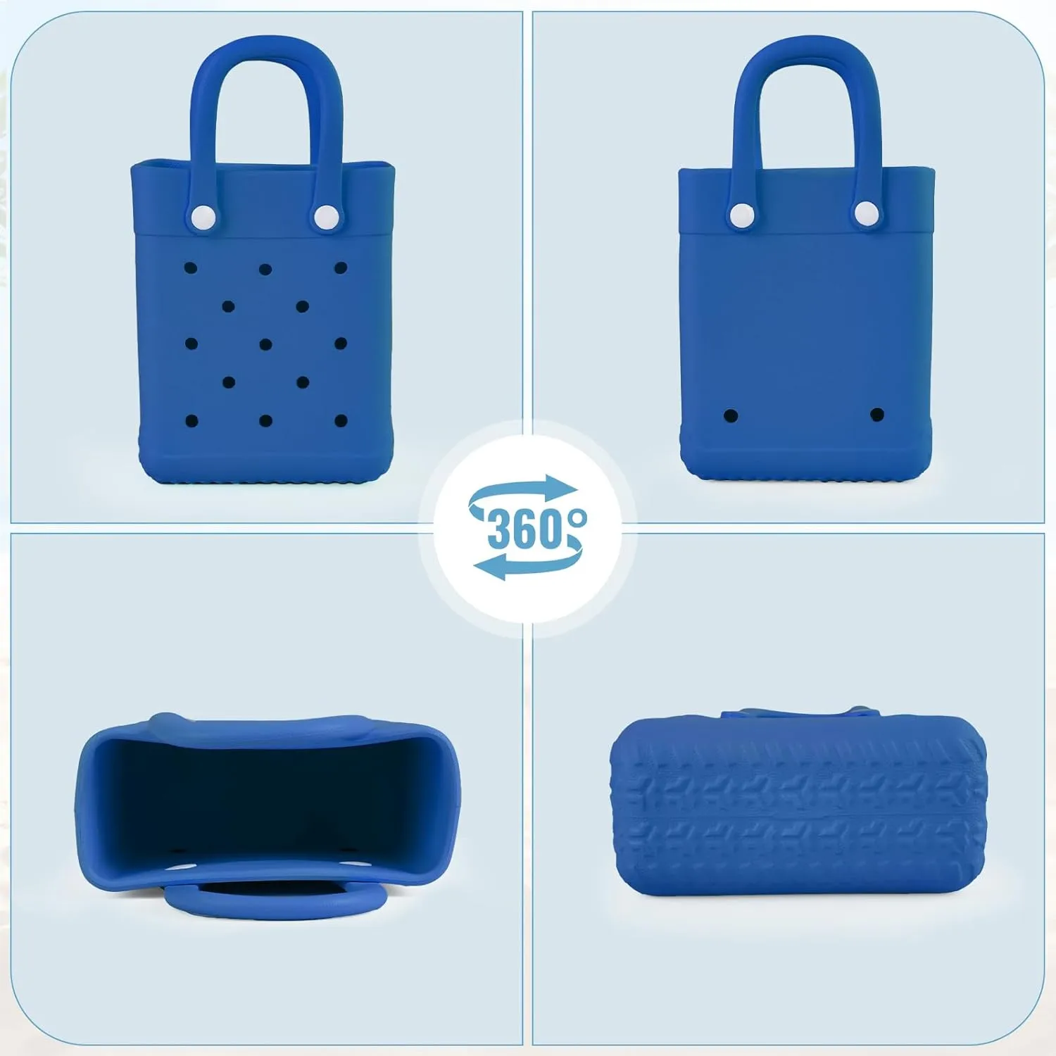 Mini Rubber Tote Bag With 7 Charms X-Small Rubber Beach Bag For Little Girls And Woman