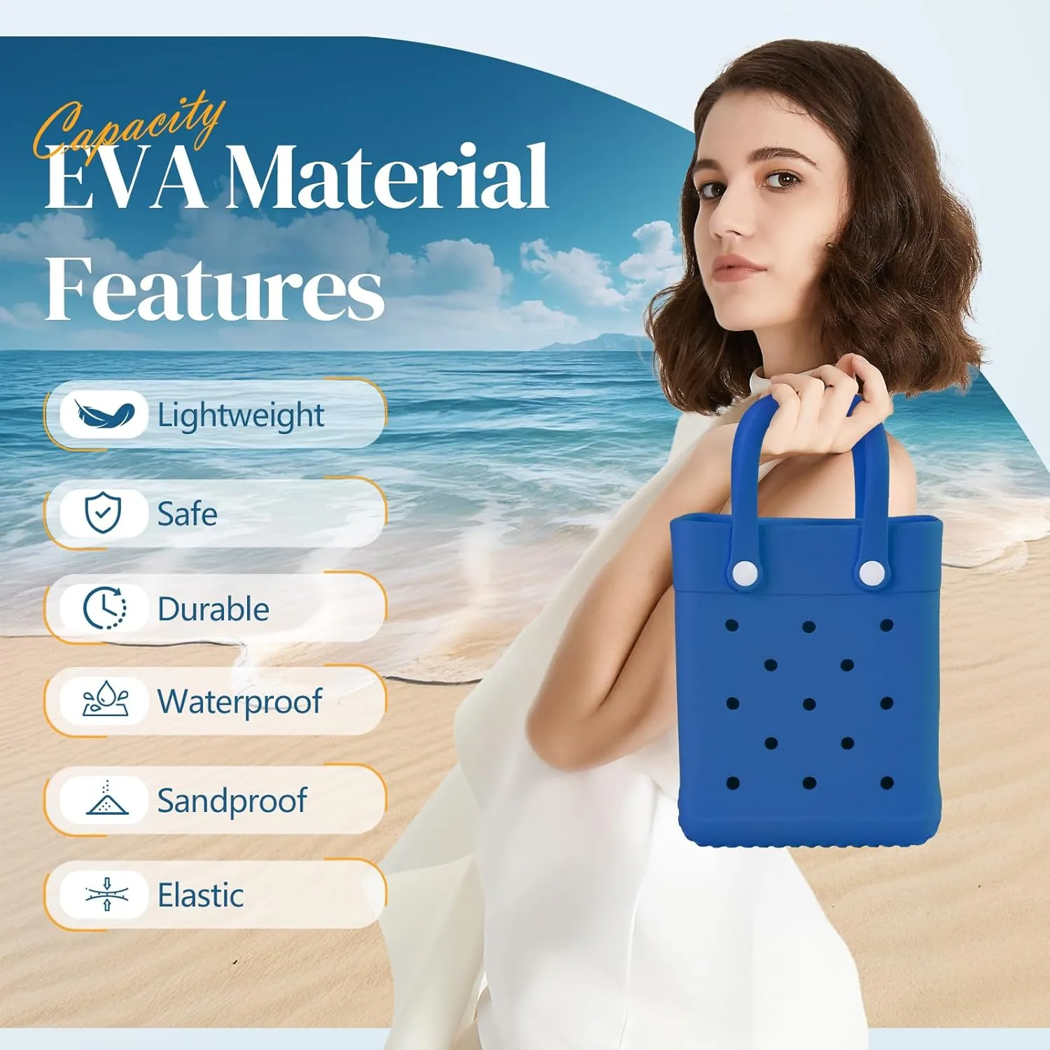 Mini Rubber Tote Bag With 7 Charms X-Small Rubber Beach Bag For Little Girls And Woman